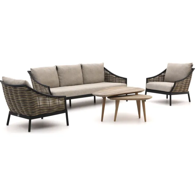 Apple Bee Milou/ROUGH-K stoel-bank loungeset 5-delig Zwart