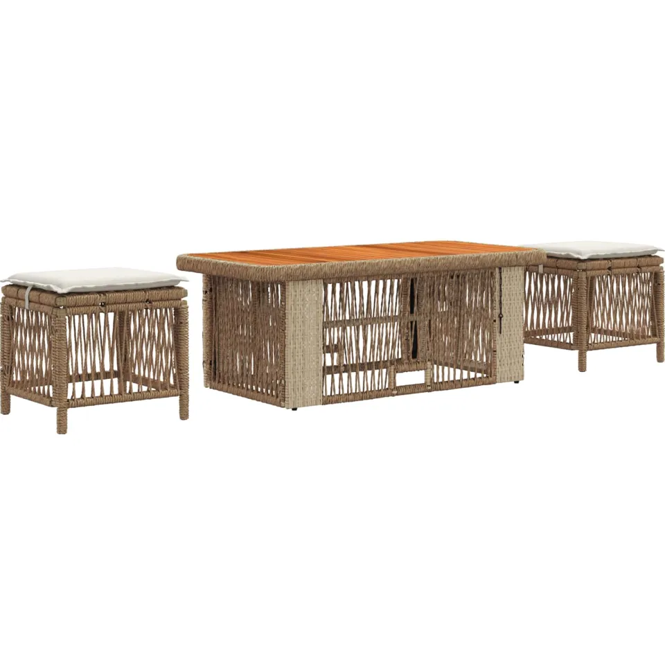 vidaXL Tuin eettafelset 5 st 3-zits Beige en Crème poly rattan