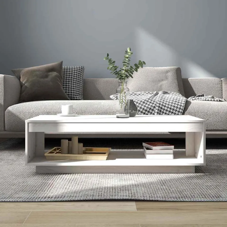 vidaXL Salontafel 110x50x33,5 cm massief grenenhout wit, foto 3