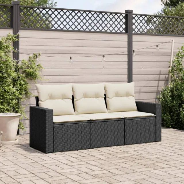 vidaXL 3-delige Loungeset met kussens poly rattan bruin, foto 2