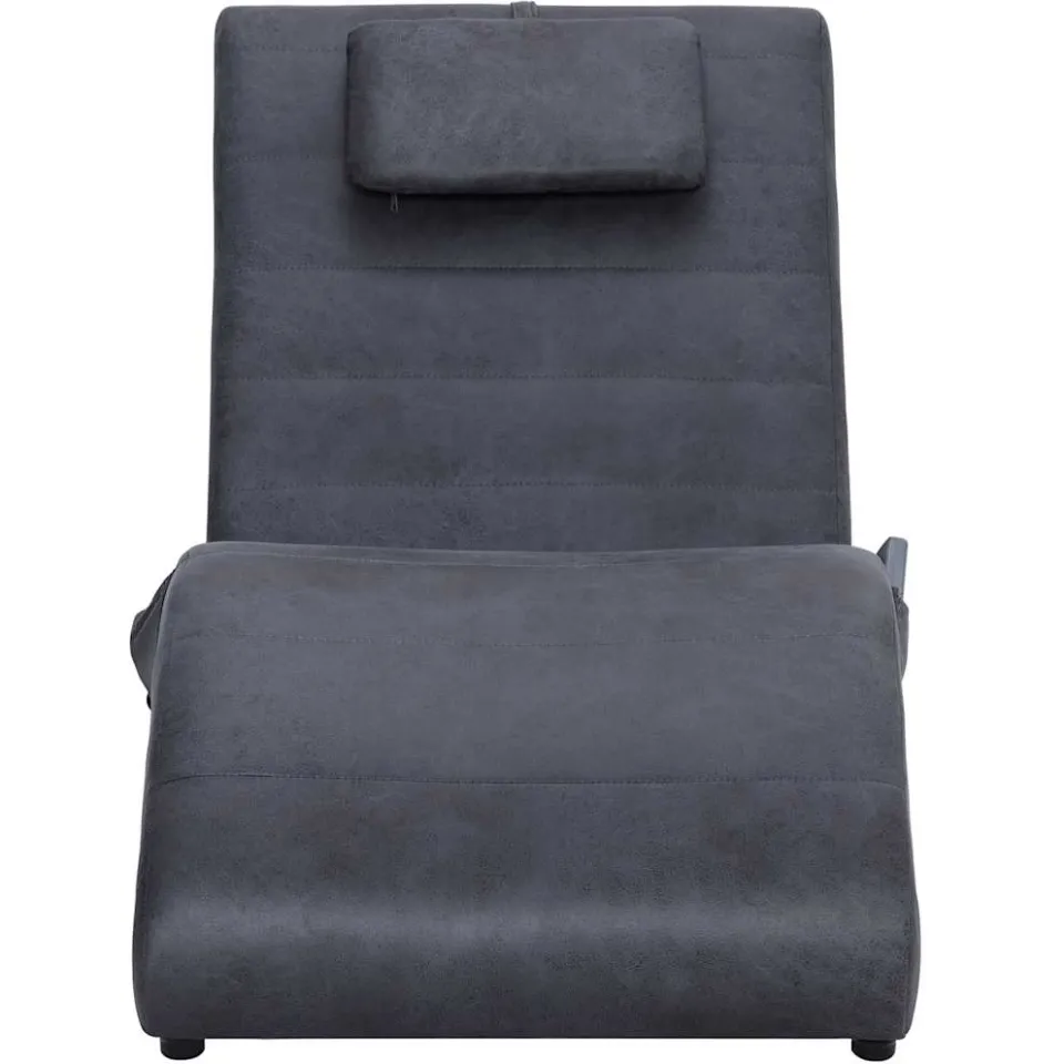 vidaXL Massage chaise longue met kussen kunstsuède grijs