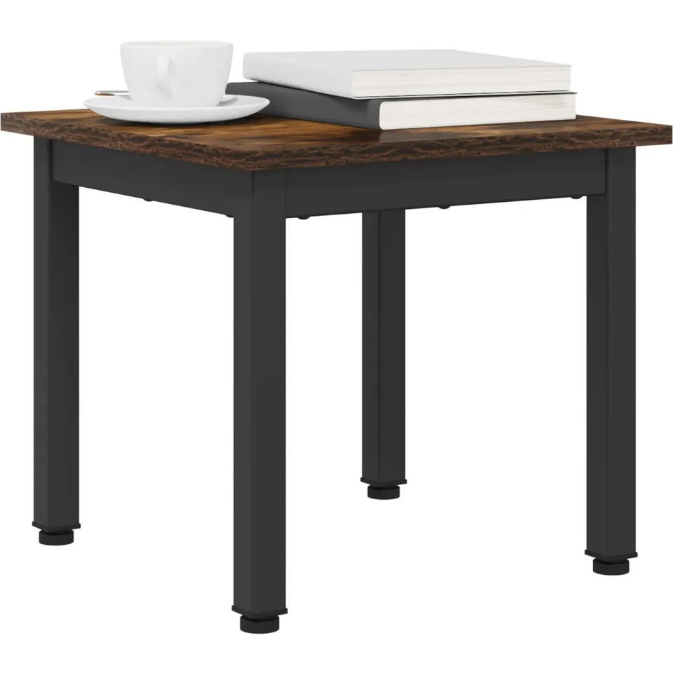 vidaXL Salontafel Rook Eik 40 x 40 x 36 cm Bewerkt hout grijs, foto 2