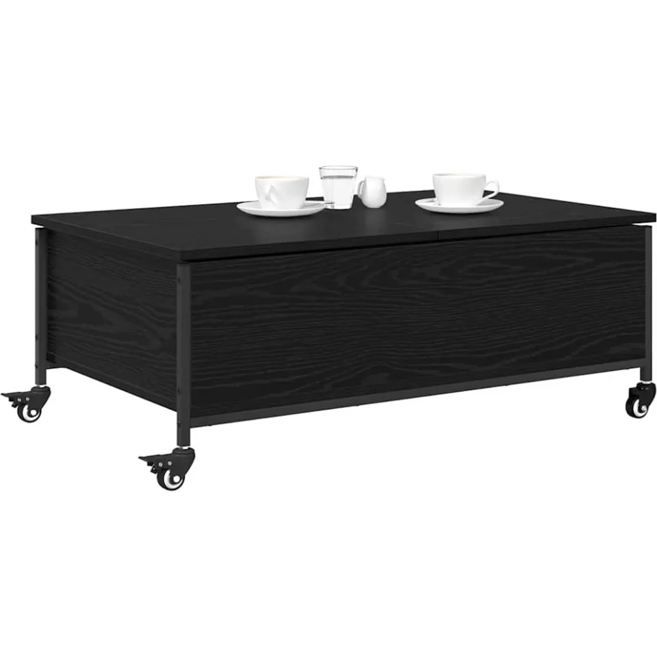 vidaXL Salontafel Zwart Eiken 91 x 55 x 32 cm Bewerkt hout