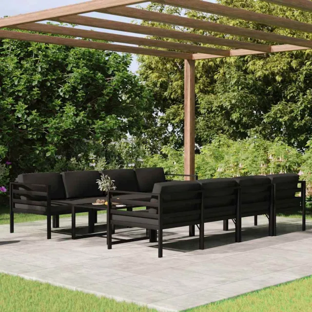vidaXL 9-delige Loungeset met kussens aluminium antracietkleurig, foto 2