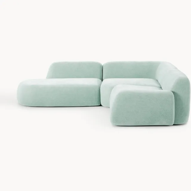 Westwing Collection Modulaire hoekbank Wolke (4-zits) met chaise longue Lichtgroen