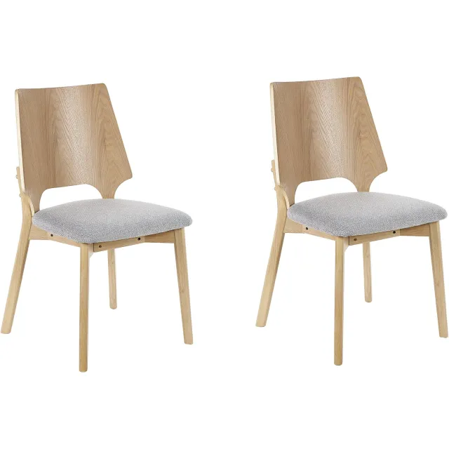 Beliani ABEE - Eetkamerstoel set van 2 - Lichtbruin/Grijs - Polyester
