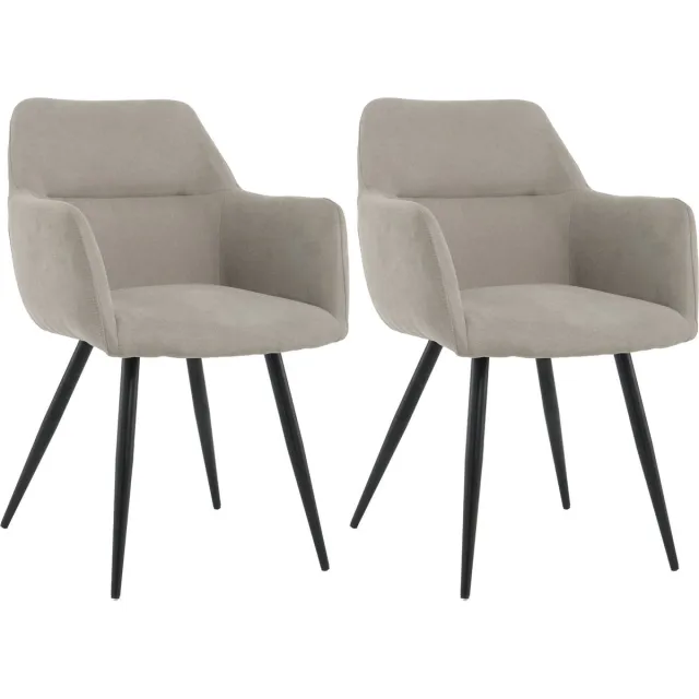 Lina Nova Eetkamerstoelen - Grijs - Set van 2 - Stof