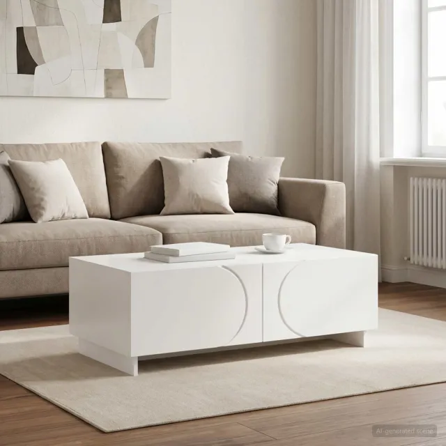 vidaXL Salontafel Hoogglans Wit 102 x 50,5 x 35 cm Bewerkt hout, foto 2