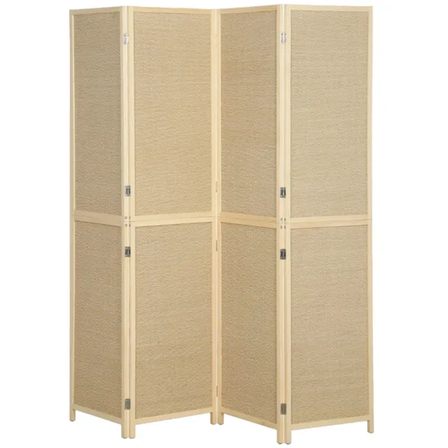 ZYLARO Kamerscherm - 4 panelen - Handgeweven bamboe - 180 x 180 cm - Naturel natuurlijk hout