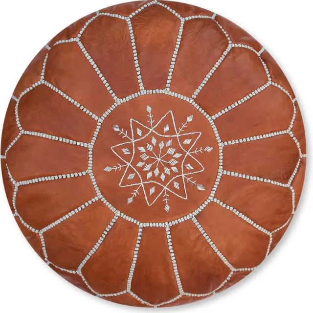 Poufs&Pillows Leren Poef - Terra bruin - Handgemaakt en stijlvol - Gevuld geleverd