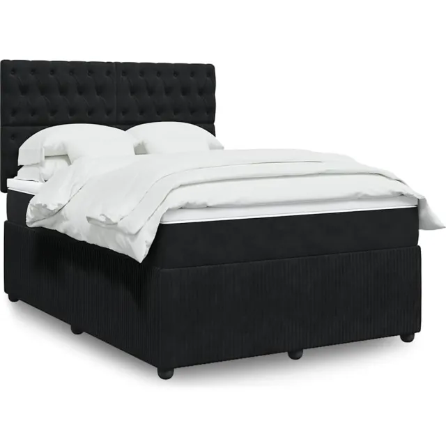 vidaXL Boxspring met matras fluweel zwart 140x190 cm