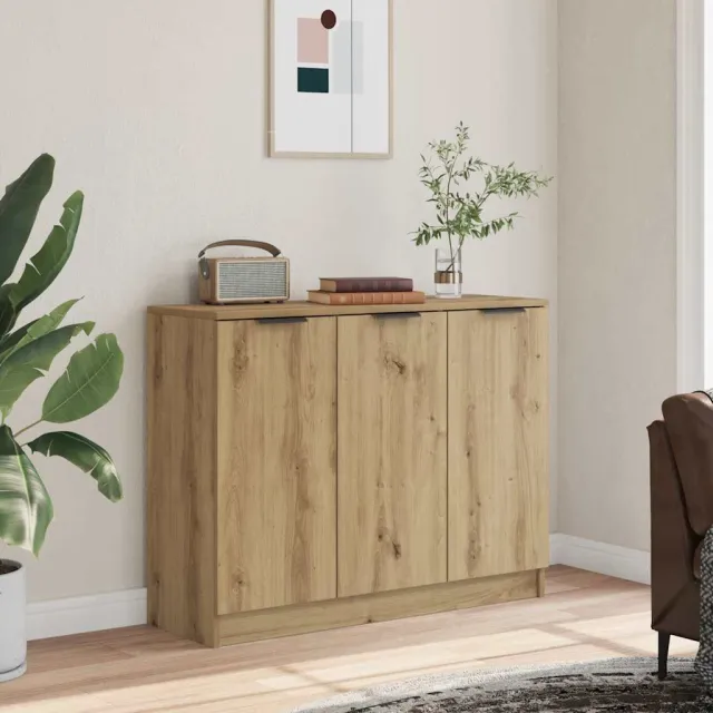 vidaXL Dressoir 90,5x30x70 cm bewerkt hout artisanaal eikenkleur Bruin