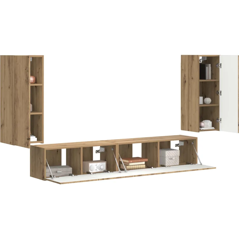 vidaXL Tv-meubelset 4 st Artisan Eiken Bewerkt hout, foto 2