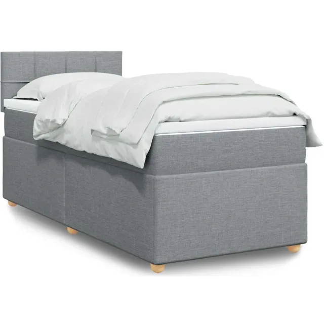 vidaXL Boxspring met matras stof lichtgrijs 80x200 cm grijs