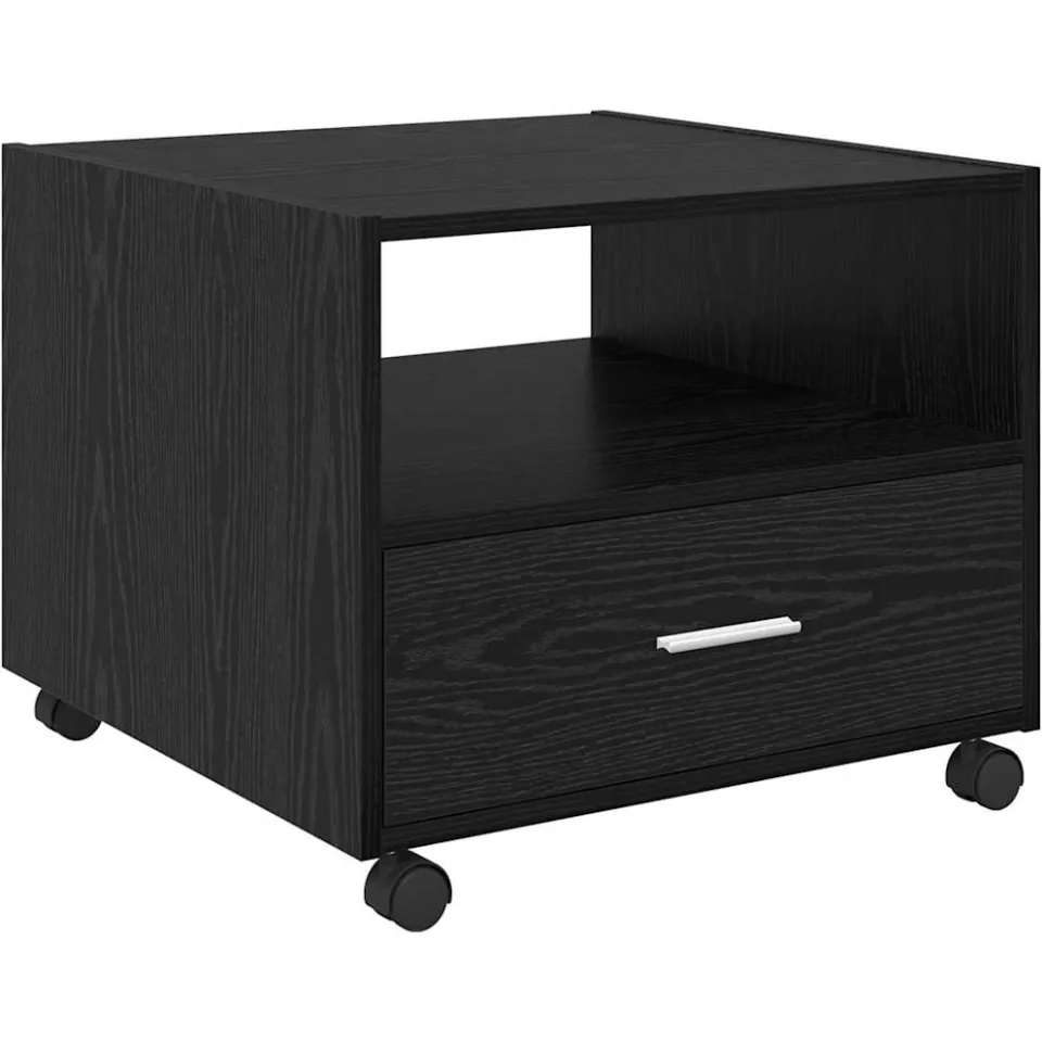 vidaXL Salontafel Zwart Eiken 55 x 55 x 45cm Bewerkt hout, foto 3