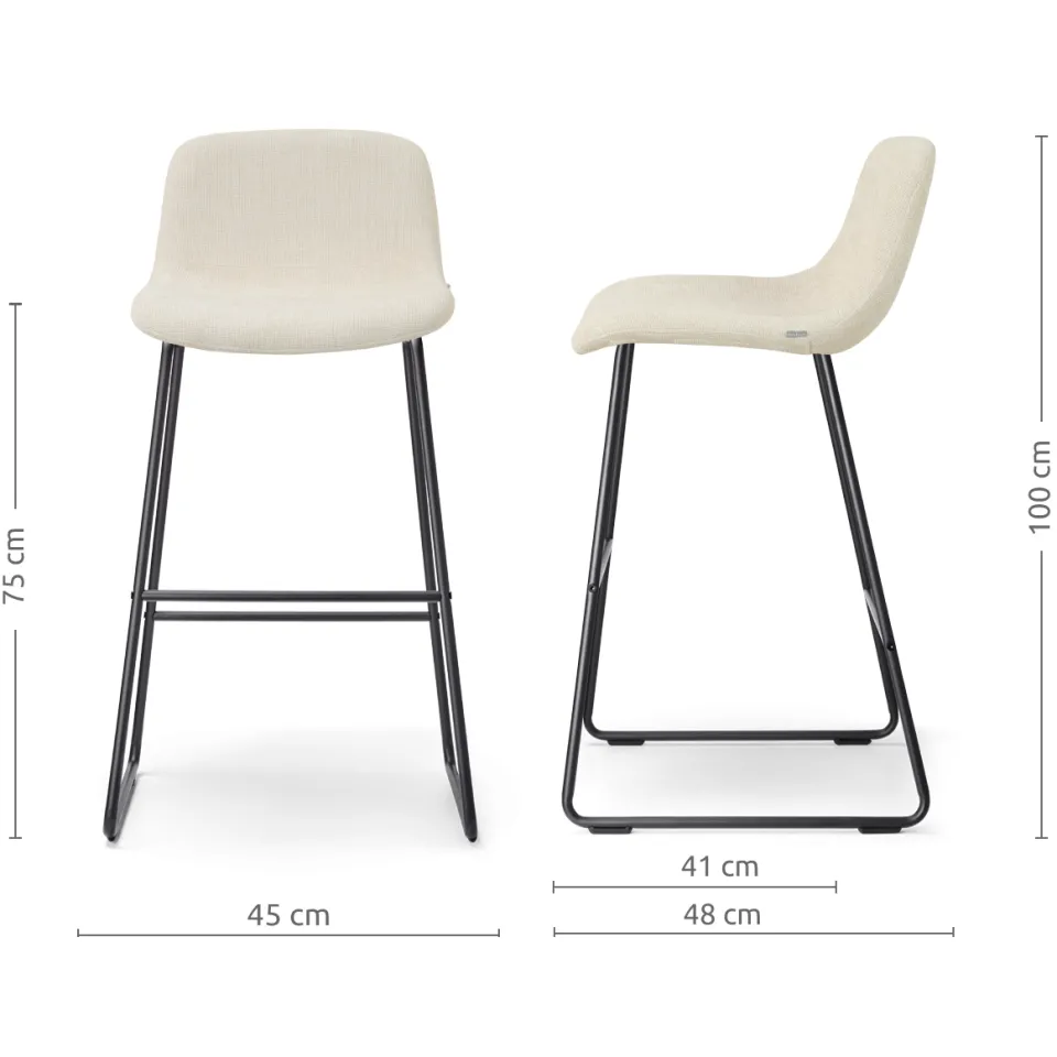Nolon Nino-Mats barkruk cottonbeige - zwart onderstel - 75 cm, foto 2