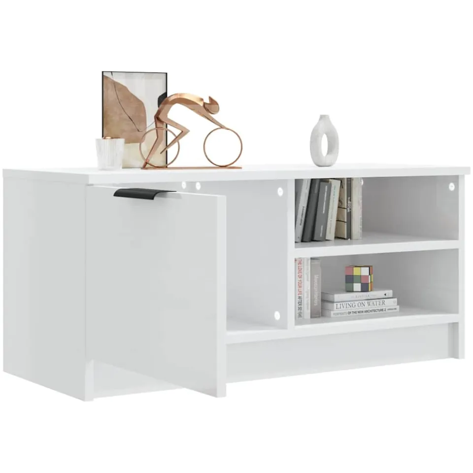 vidaXL Tv-meubel 80x35x36,5 cm bewerkt hout hoogglans wit