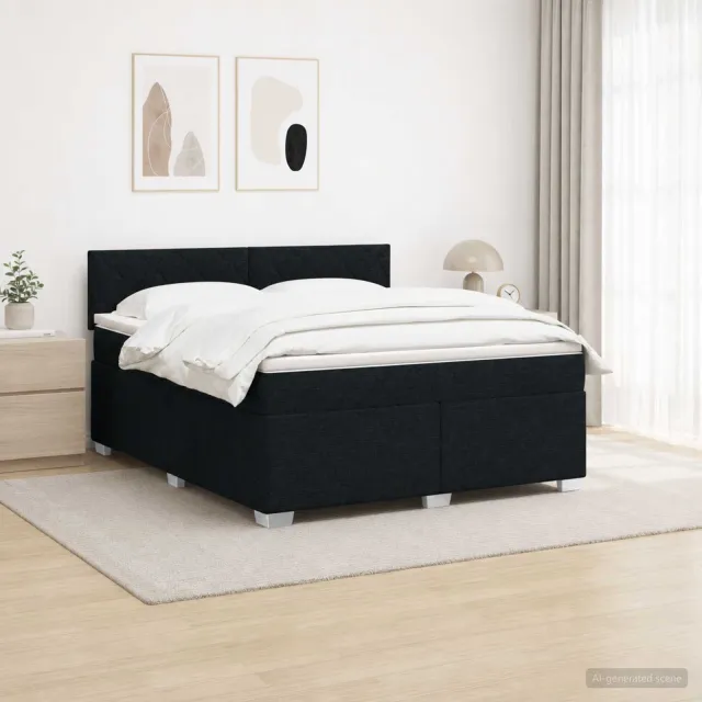 vidaXL Boxspring Bed met Matras en LED Zwart 180 x 200 cm Stof