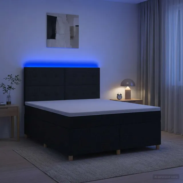 vidaXL Boxspringbed met matras met hoofdeinde Zwart 180 x 200 cm Stof