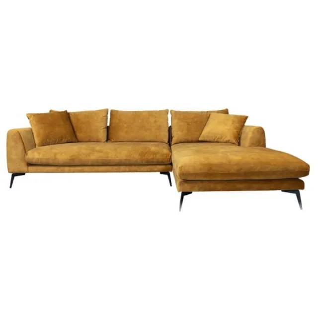 Tower Living Nottingham hoekbank 2,5-zits chaise longue rechts stof Adore geeloranje 287,5x170x92 cm