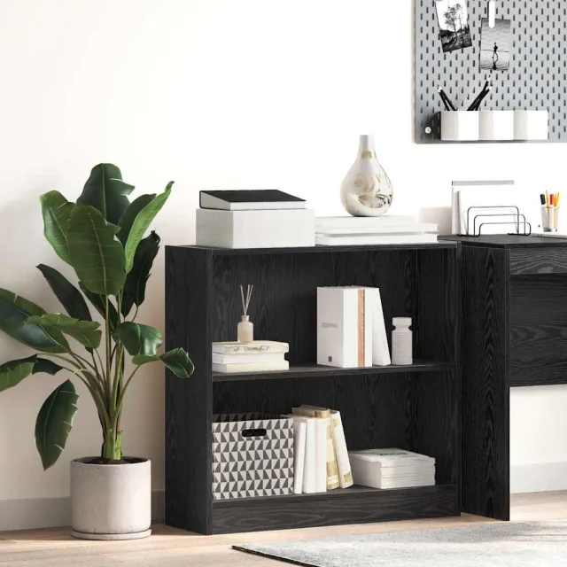 vidaXL Boekenkast 80 x 24 x 76 cm Bewerkt hout Zwart Eiken