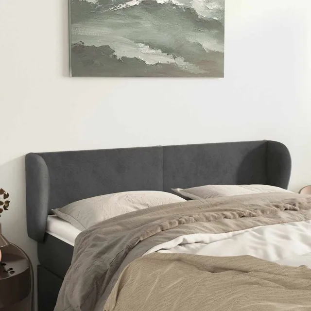 vidaXL Hoofdbord met randen 147x23x78/88 cm fluweel donkergrijs grijs