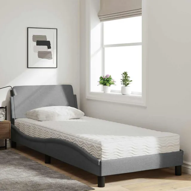 vidaXL Bed met matras "Dover" stof lichtgrijs 90x190 cm