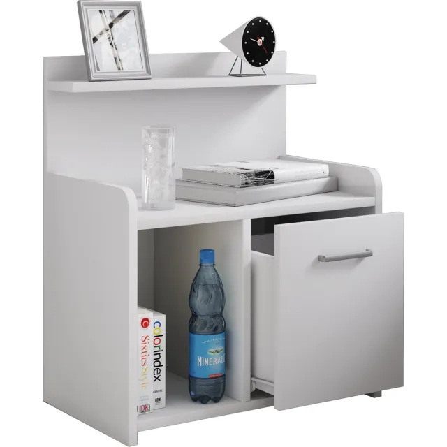 Vcm Hoog nachtkastje Bijzettafel Lade Console Boxspring nachtkastje Nilasa Wit