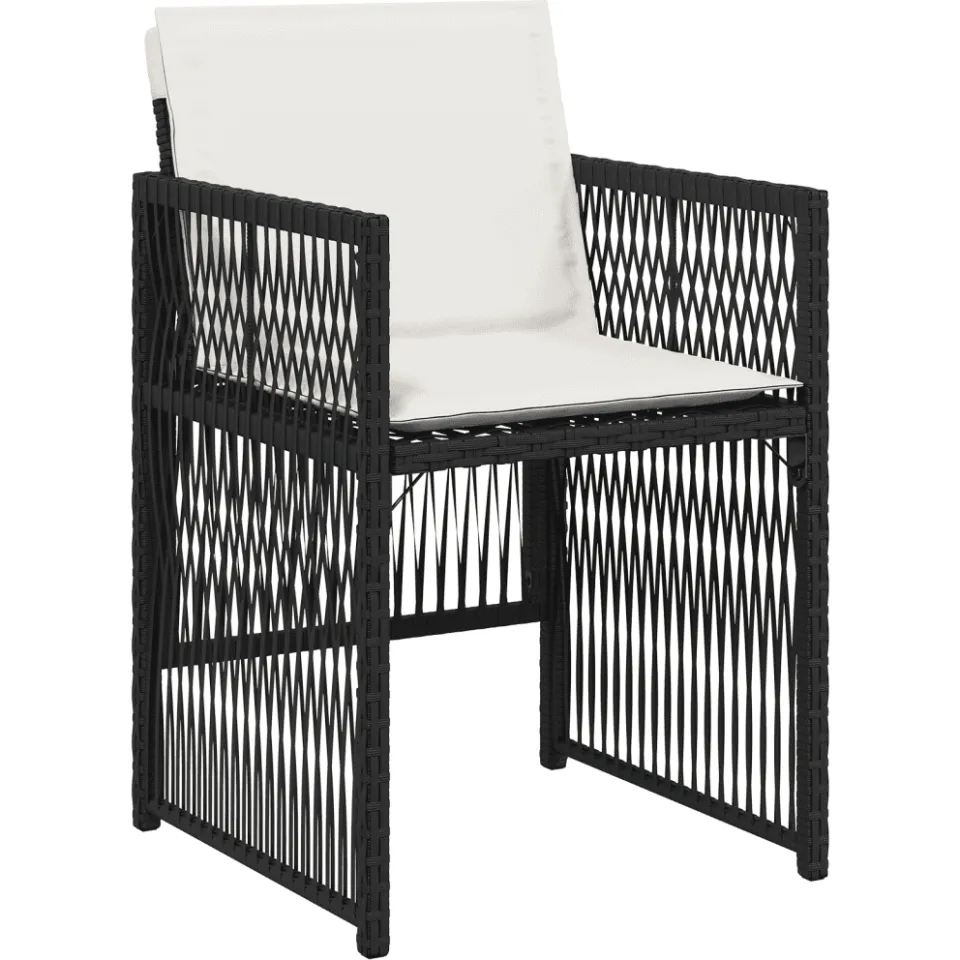 vidaXL 13-delige Tuinset met kussens poly rattan zwart