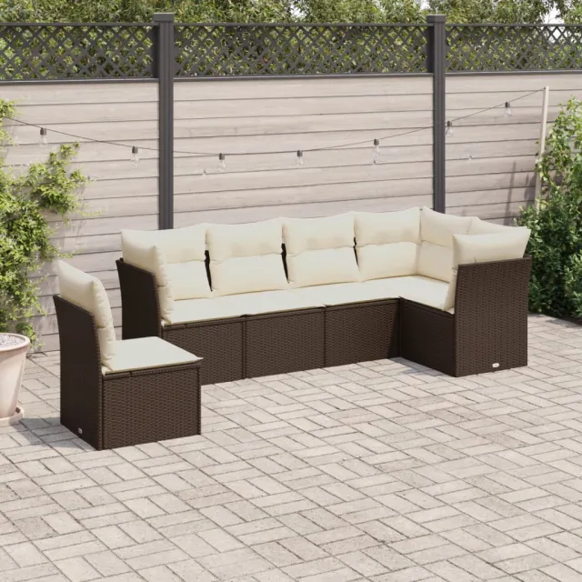 vidaXL 6-delige Loungeset met kussens poly rattan bruin, foto 2