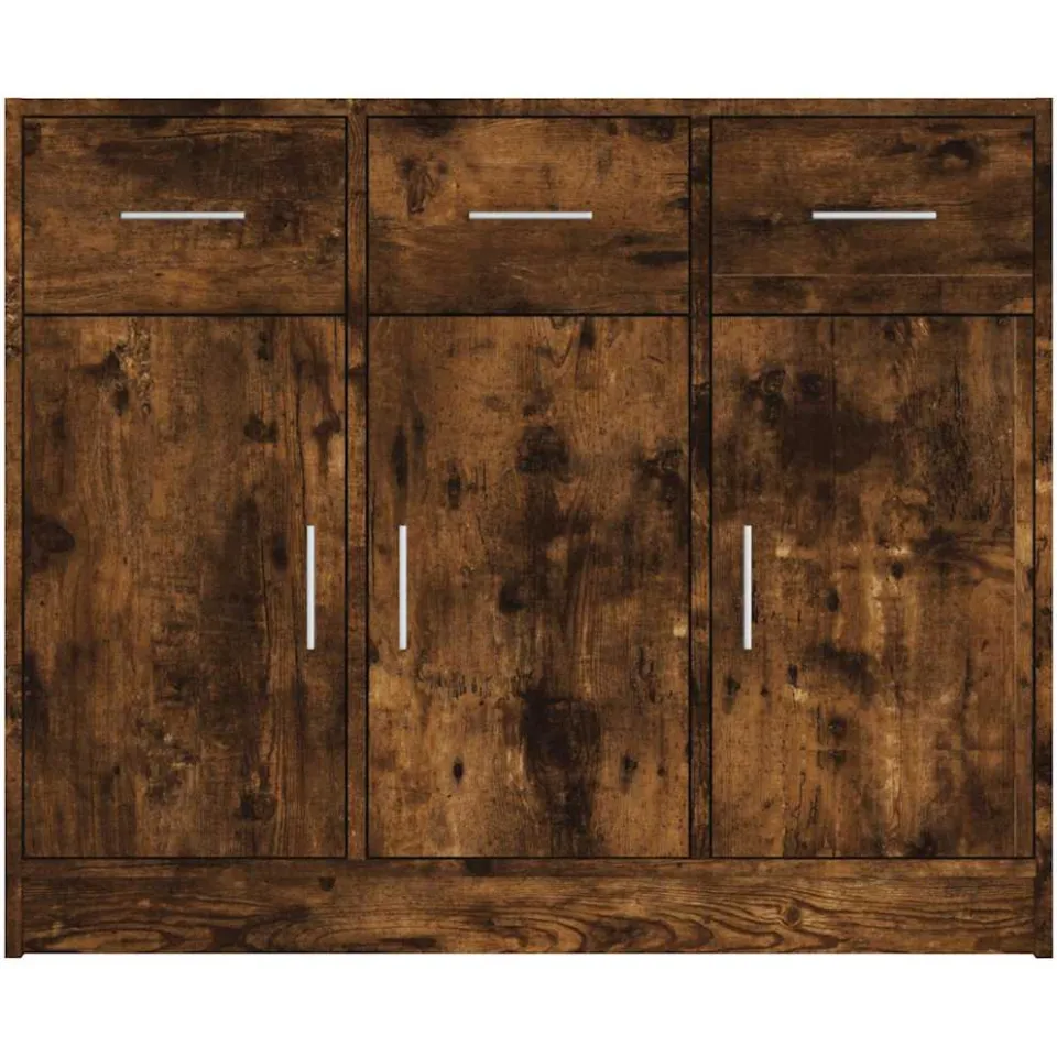 vidaXL Dressoir 91x28x75 cm bewerkt hout gerookt eikenkleurig Bruin