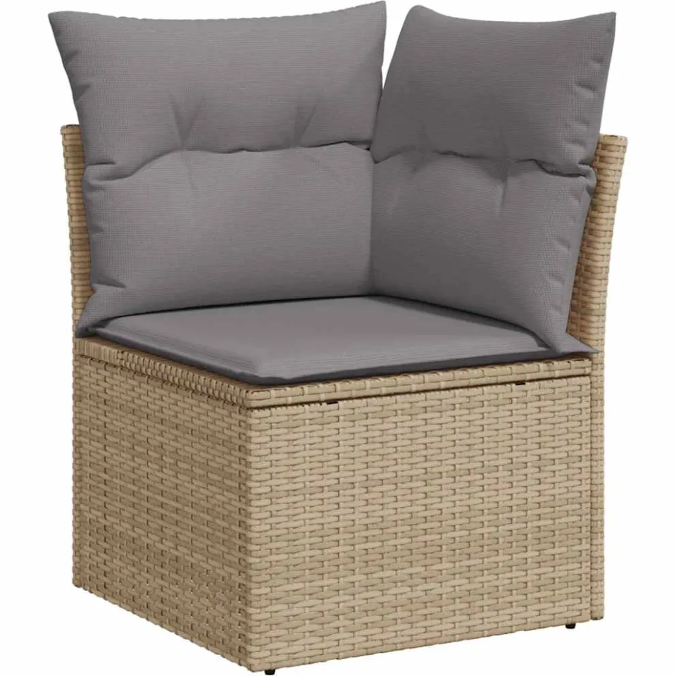 vidaXL 6-delige Loungeset met kussens poly rattan beige, foto 4