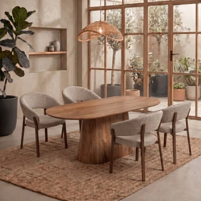 Mahom Mangohouten Eettafel Nova Capsule 160×90 cm Mahom Industrieel - Dinertafel van Mangohout & Metaal - Industriële Eettafel Bruin