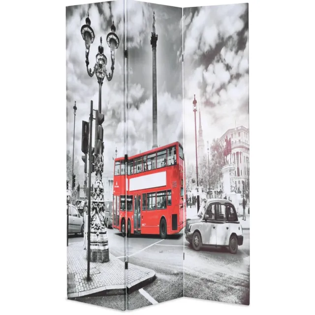 vidaXL Kamerscherm inklapbaar Londen bus 120x170 cm zwart en wit Meerkleurig