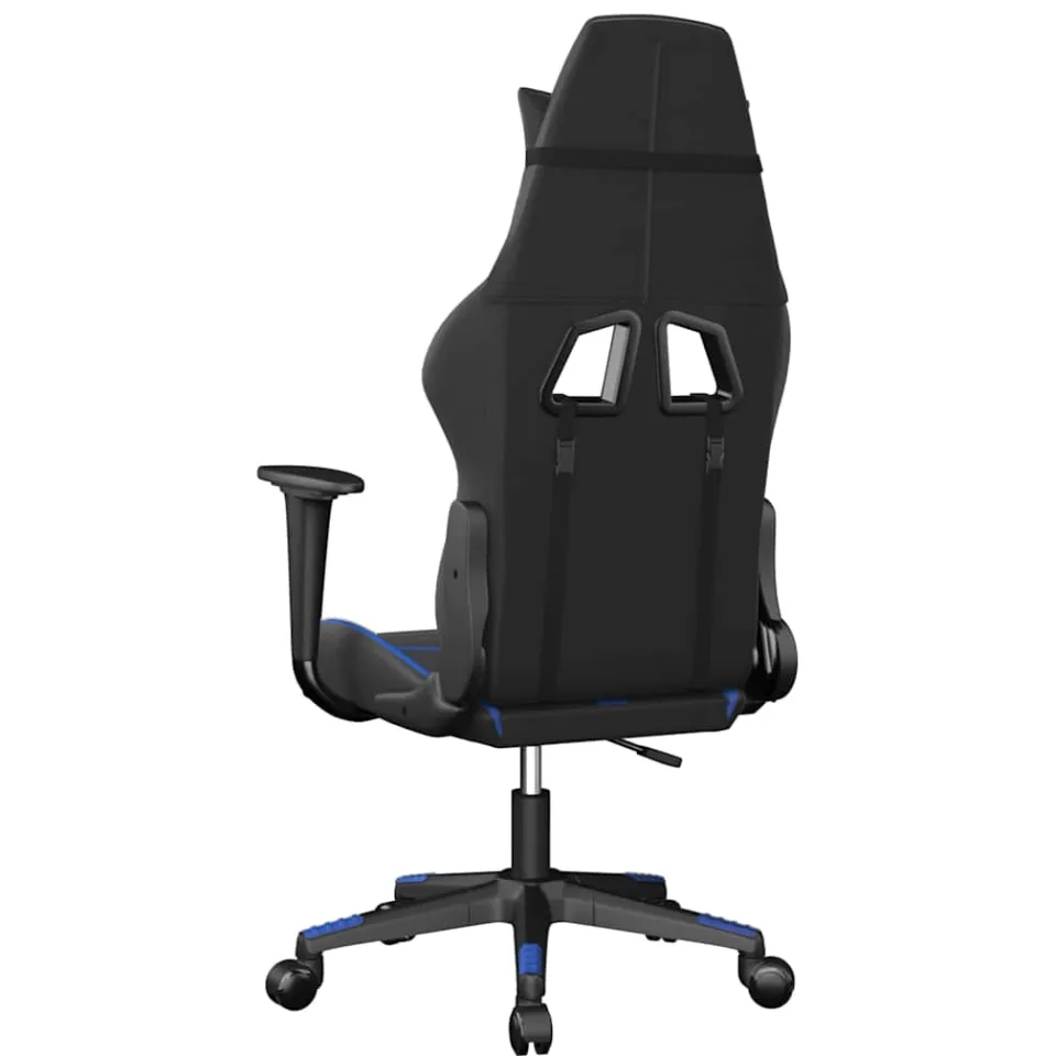 vidaXL Massage gamestoel kunstleer zwart en blauw, foto 4