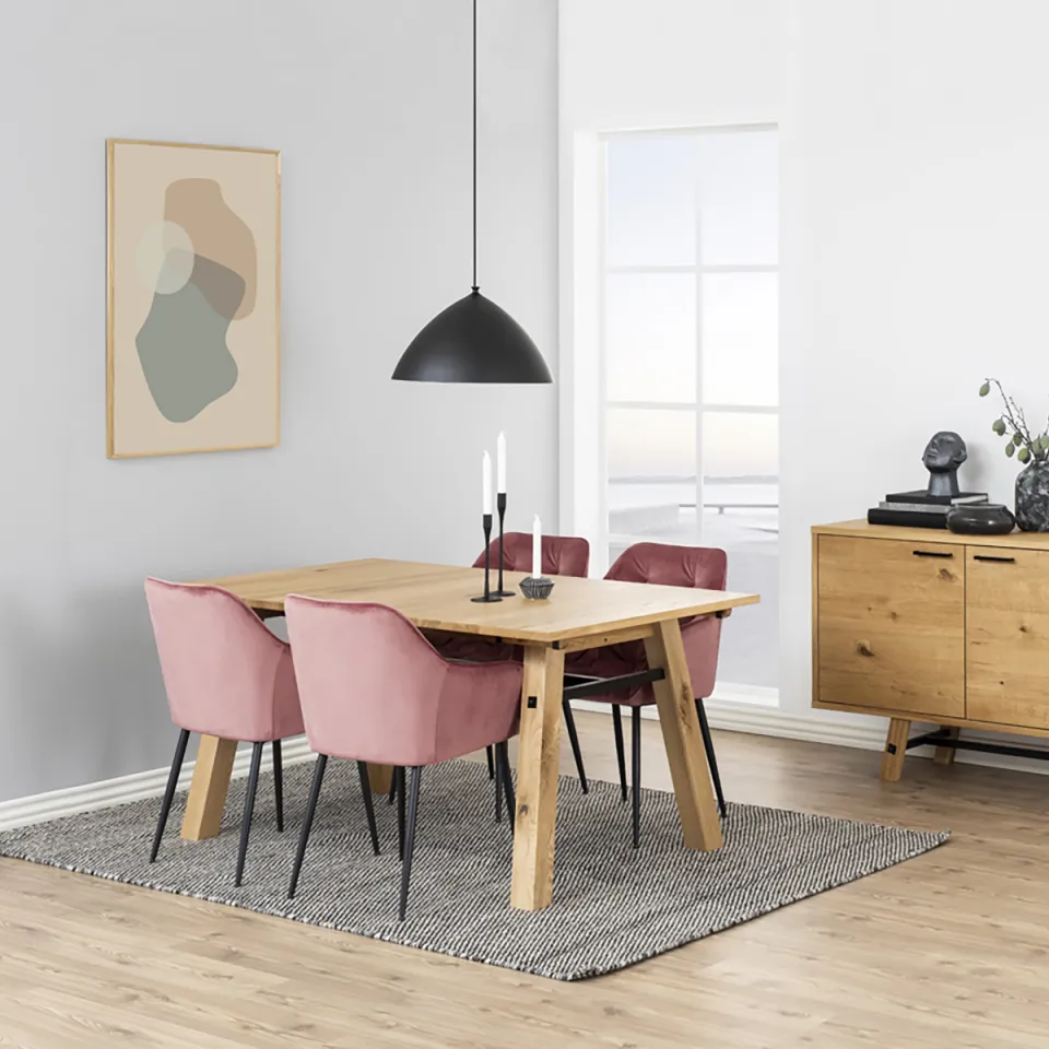 Lisomme Arian velvet eetkamerstoel zachtroze roze, foto 2