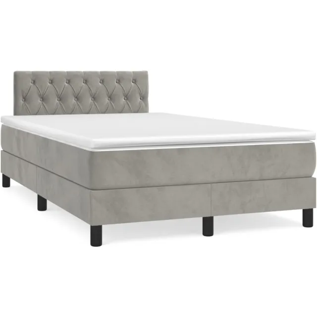 vidaXL Boxspring met matras fluweel lichtgrijs 120x190 cm grijs
