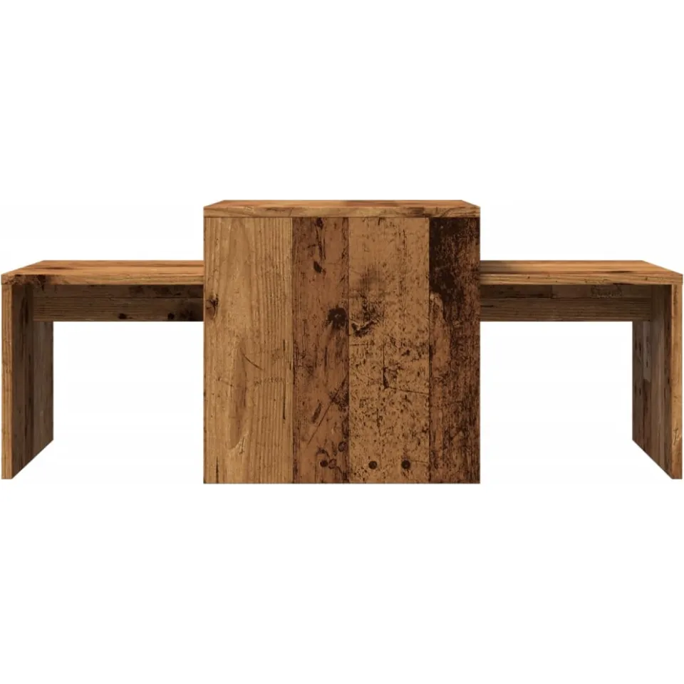 vidaXL Salontafelset 100x48x40 cm bewerkt hout oud houtkleurig bruin, foto 4