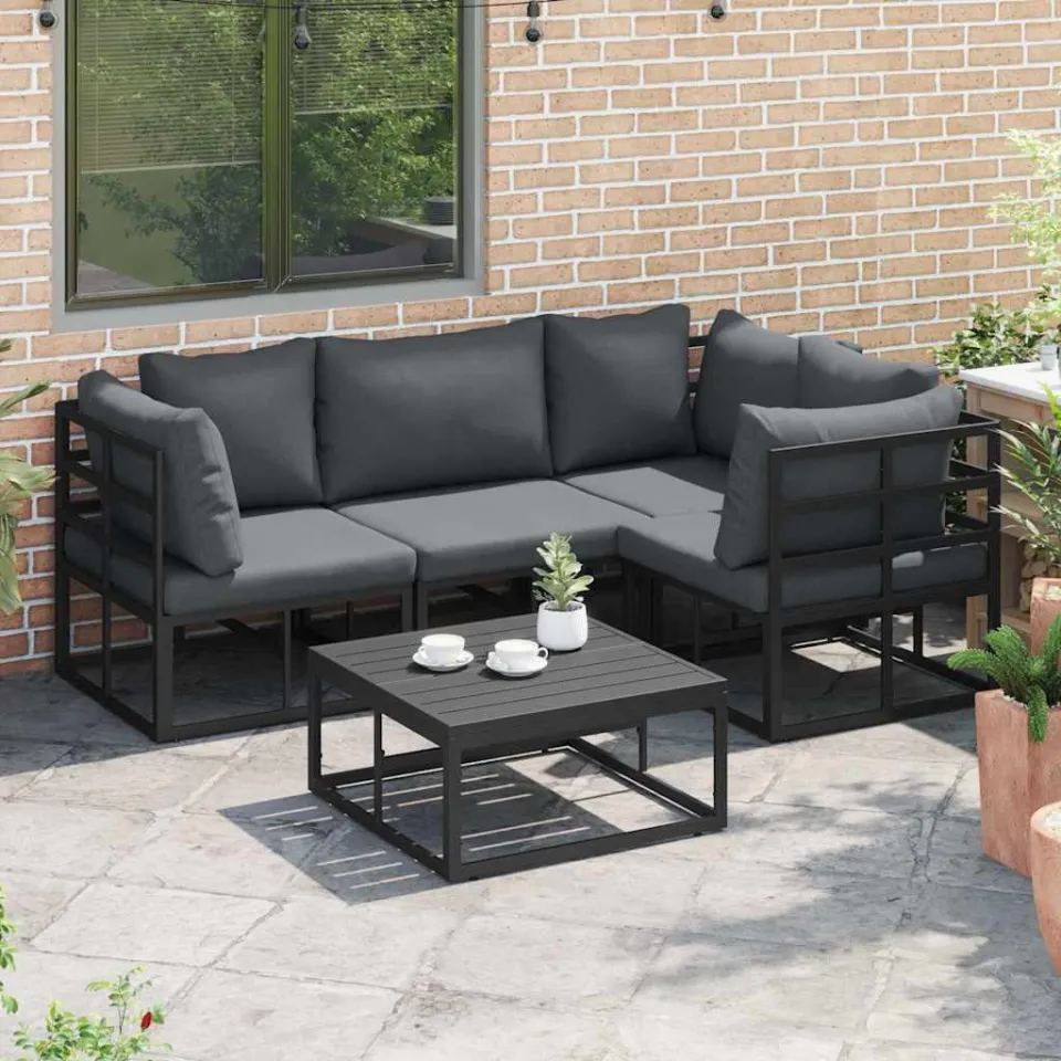 vidaXL Tuinbankenset 4 st Zwart Aluminium, foto 3