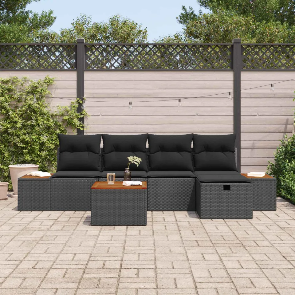 vidaXL Tuin Sofa Set 6 st Zwart poly rattan, foto 3