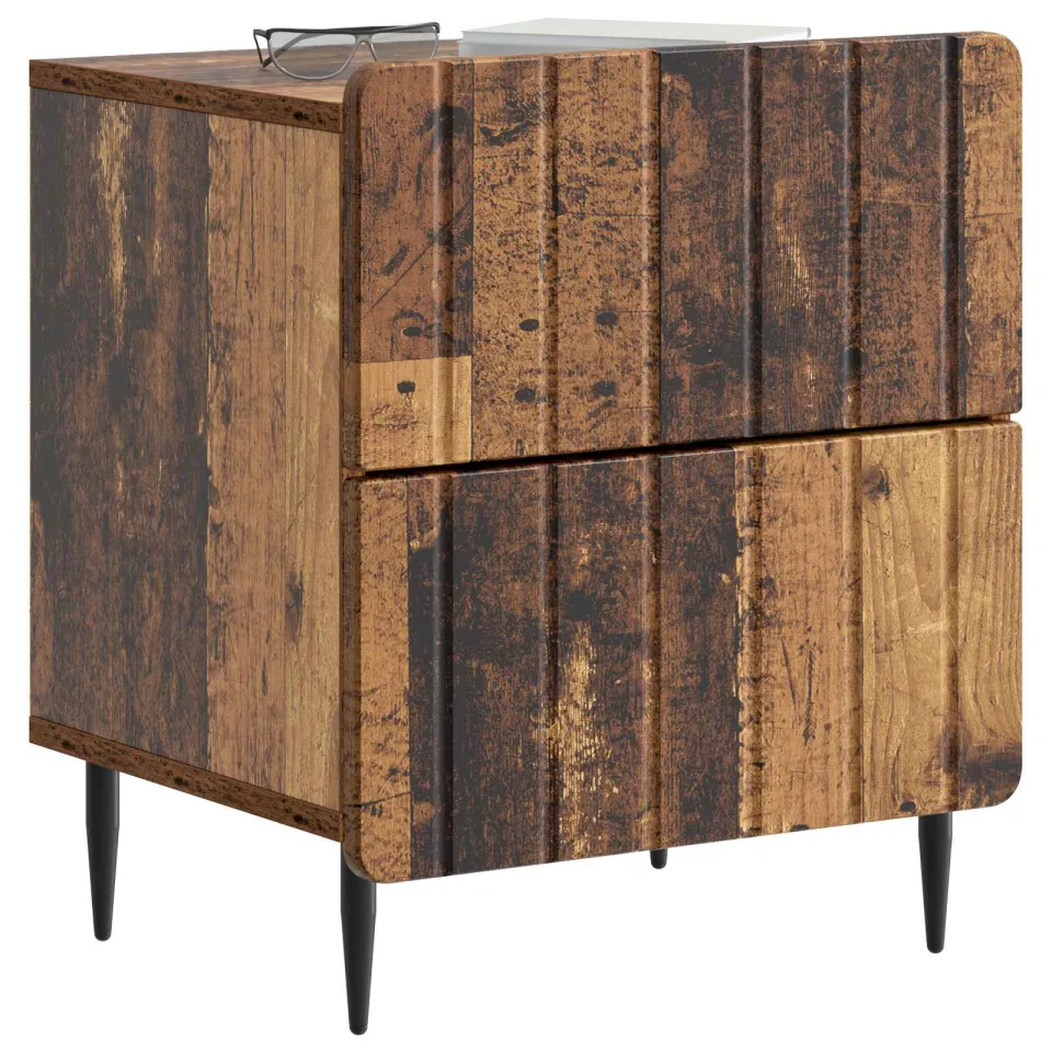 vidaXL Nachtkastje 2 st Oud hout 43 x 34,5 x 49,5 cm Bewerkt hout Bruin