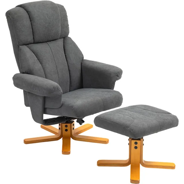 Homcom Relaxfauteuil met voetenbank - Fluweel (100% polyester) - 79x80x104cm - Donkergrijs