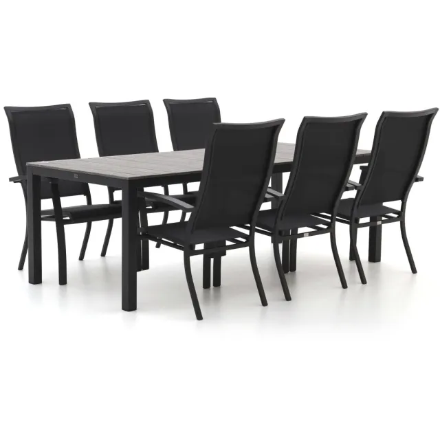 Bellagio tuinmeubelen Bellagio Lugo/Fidenza 220cm dining tuinset 7-delig stapelbaar Grijs