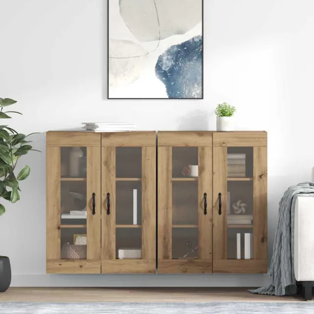 vidaXL Wandkasten 2 st Artisan Eiken 69,5 x 34 x 90 cm Bewerkt hout Bruin