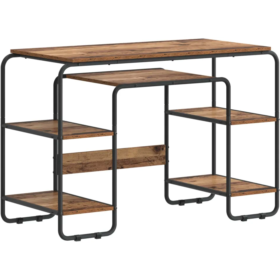vidaXL Bureau met opbergruimte Oud hout 113.5 x 52 x 75.5 cm bruin, foto 3