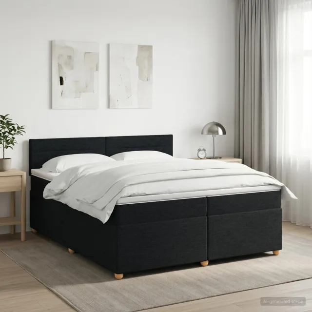 vidaXL Boxspringbed met matras met hoofdeinde Zwart 200 x 200 cm Stof