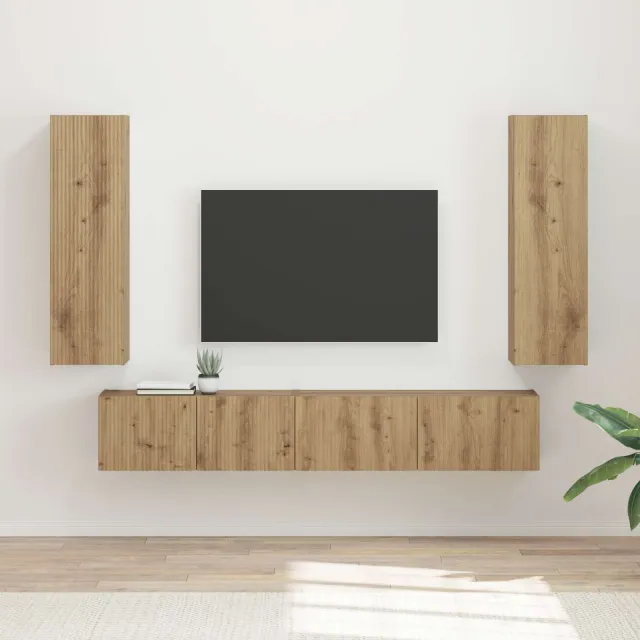 vidaXL Tv-meubelset 3 st 30 x 31 x 100 cm Artisan Eiken Bruin