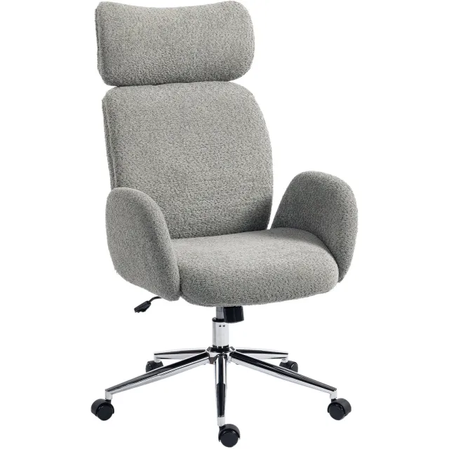 Homona Ergonomische bureaustoel - Met hoofdsteun, kantelfunctie en lendensteun - In hoogte verstelbaar - 65 x 75 x 115-123 cm - Donkergrijs