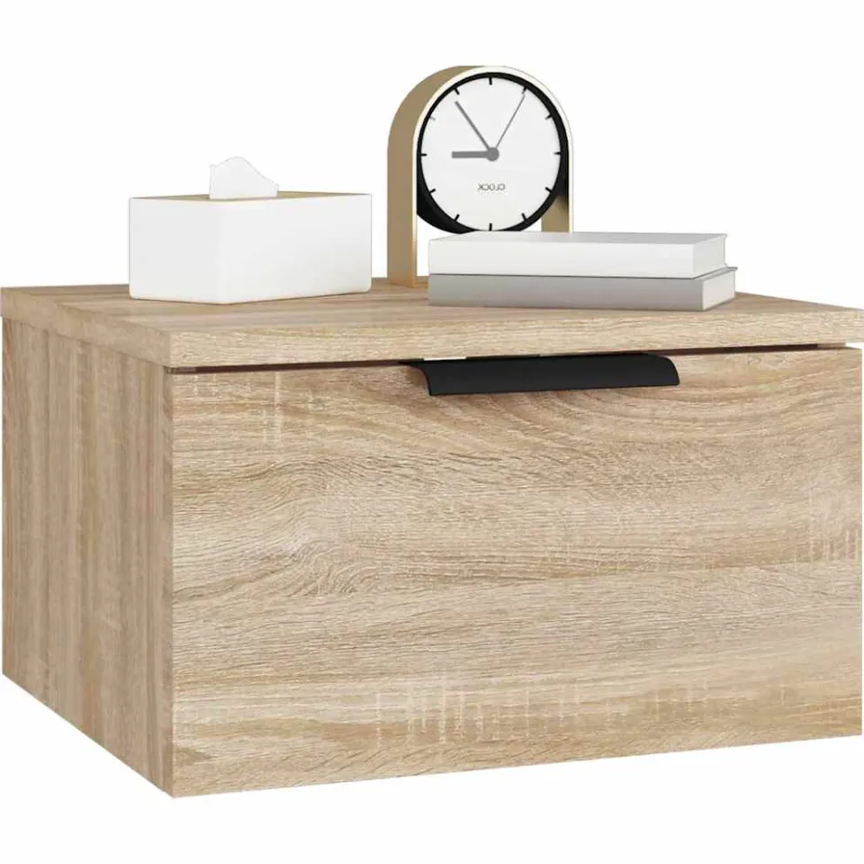 vidaXL Nachtkastje wandgemonteerd 34x30x20 cm sonoma eikenkleurig Bruin