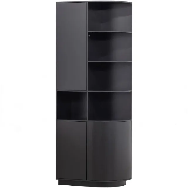 WOOOD Finca Opbergkast Rond Rechts - Zwart - 210x78x40 deep black
